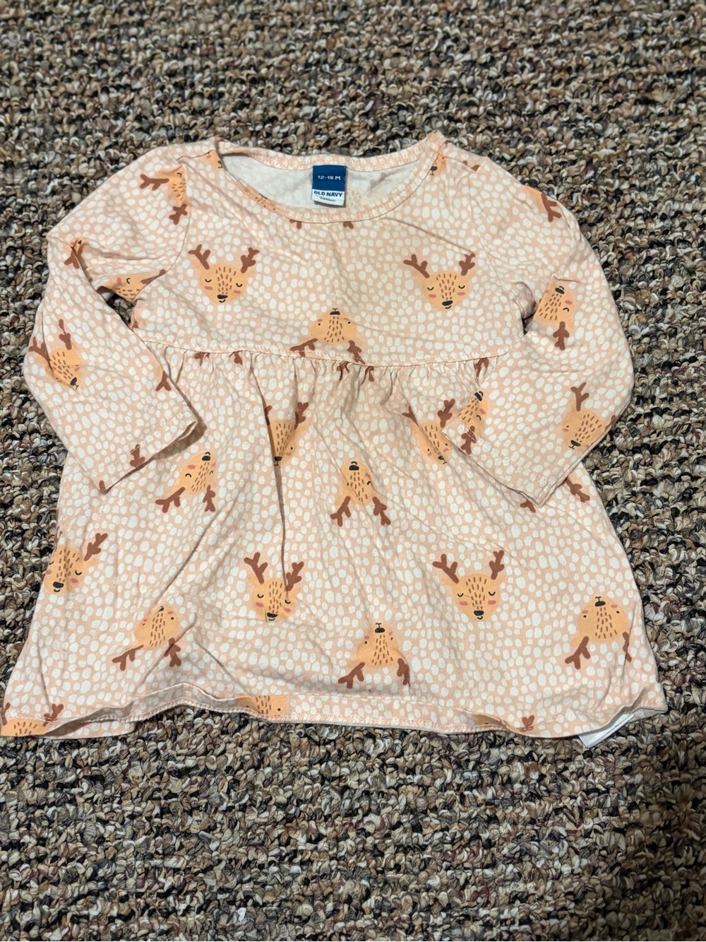 Old Navy Peach and Brown Reindeer Long-Sleeve Tunic